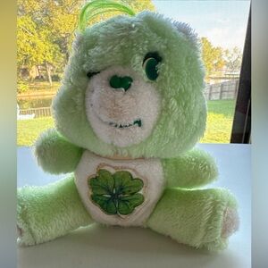 Vintage Kenner Winking Good Luck Care Bear Shamrock Clover Green Plush 6" 1983